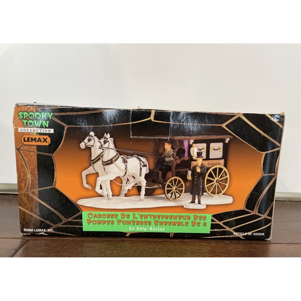 Lemax Spooky Town Undertaker's Carriage Halloween Village 03322A With Box